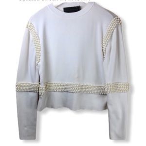 Blessed Are The Meek white Sweater With Pearls